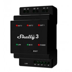 Shelly Pro 3 - sterownik WIFI 3-kanałowy, 16A każdy, bezprądowe styki, maks. 48A