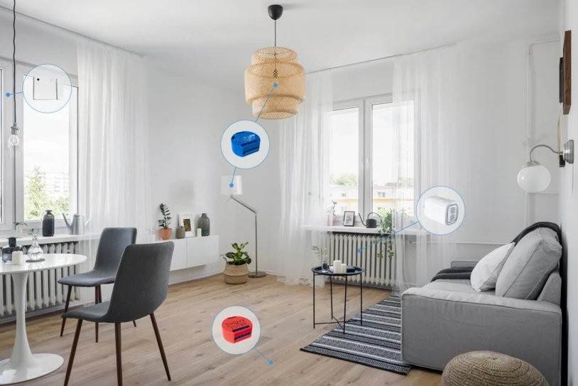 Shelly BLU Gateway - zestaw inteligentnych urządzeń domowych, czujniki ruchu, kamera, przyciski i zasilacze