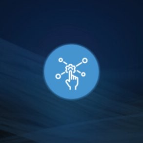 Shelly 1 Gen3 - ikona przycisku sterownika w niebieskim okręgu, symbol kontroli urządzenia.