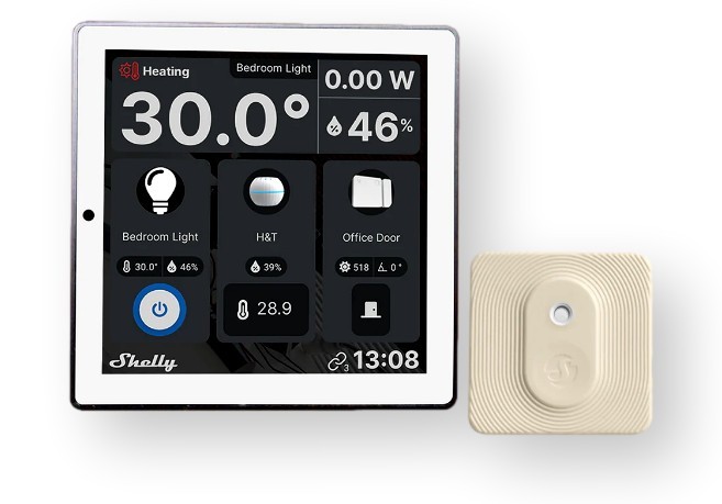 Shelly Wall Display biały + czujnik ruchu BLU H&T Ivory Shelly Wall Display (biały) + BLU H&T Ivory - system sterowania IoT