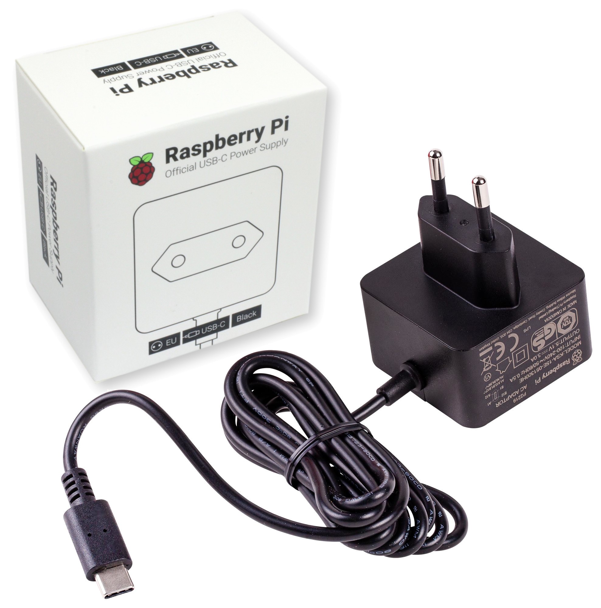 Zasilacz USB-C dla Raspberry Pi wraz z kablem i opakowaniem