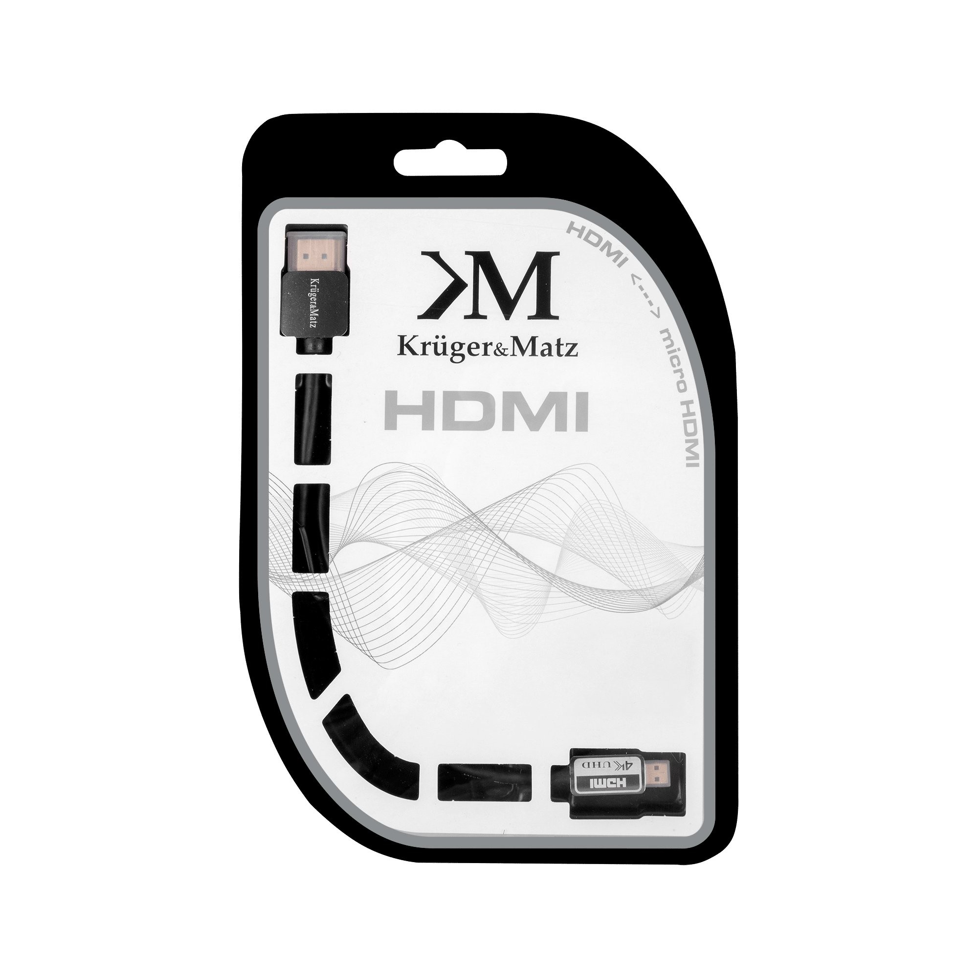 Adapter HDMI do micro HDMI 1.8m, kompatybilny z 4K UHD, marki Krüger&Matz
