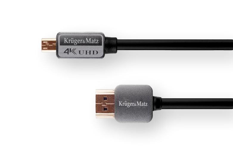 Czarny kabel HDMI 3m Krüger&Matz wtyk-wtyk (A-D) do podłączenia urządzeń 4K UHD