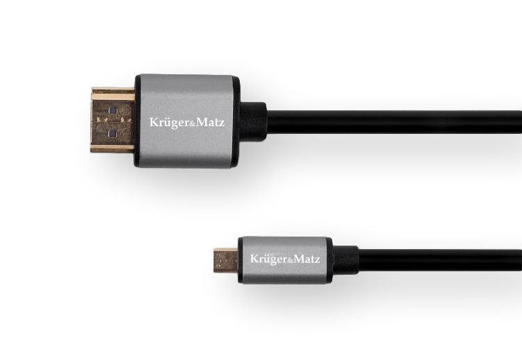 Kabel HDMI-microHDMI 1,8m Kruger&M. z czarnym przewodem i srebrnymi wtyczkami