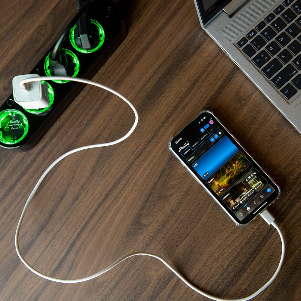Shelly Power Strip 4 Gen4 czarny Shelly Power Strip 4 Gen4 - inteligentna wtyczka zasilająca wraz z kontrolerem mobilnym