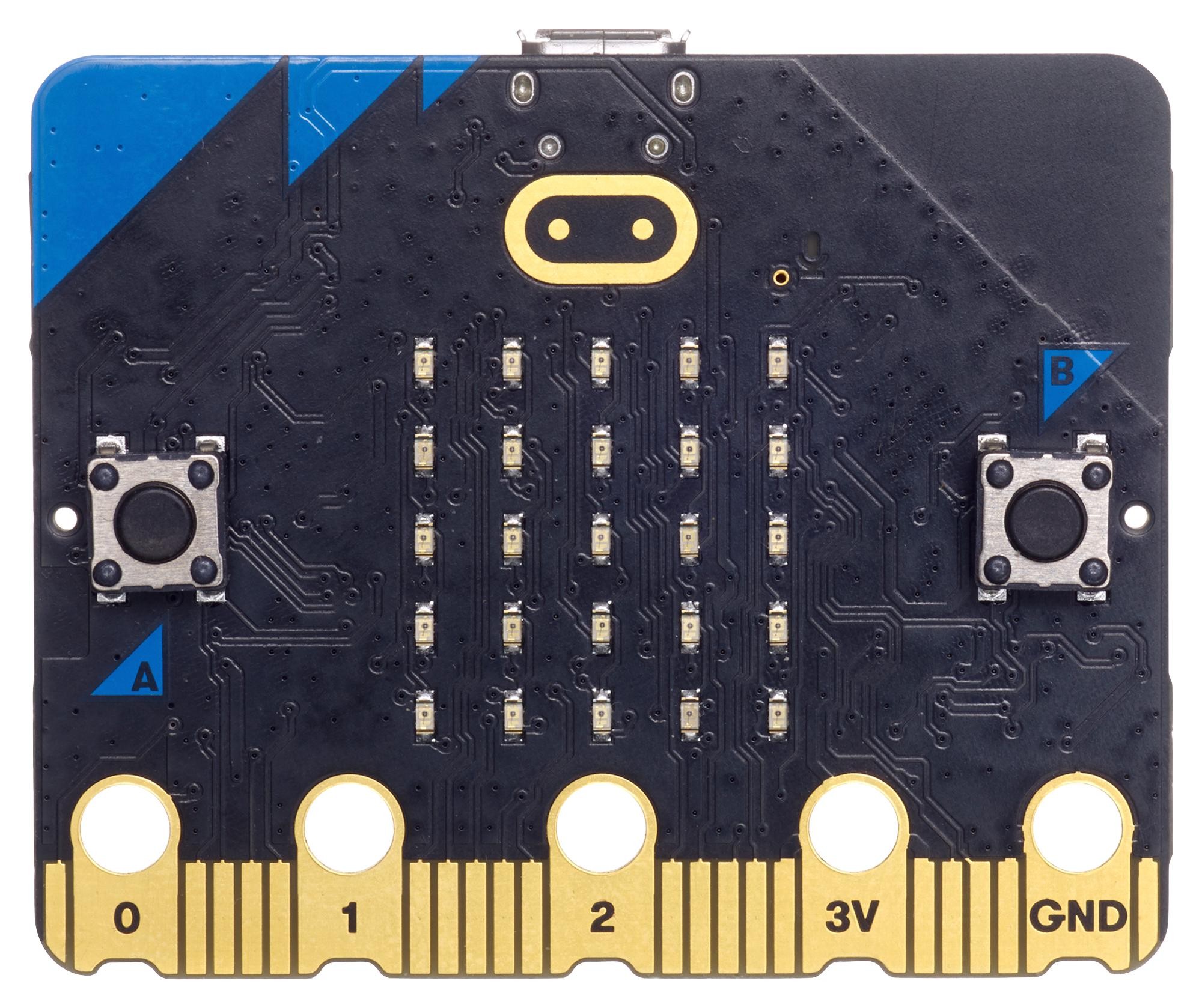 Płyta PCB Micro:bit V2.2 CLUB - kolorowe logo, przyciski A i B, złącza 0, 1, 2, 3V, GND