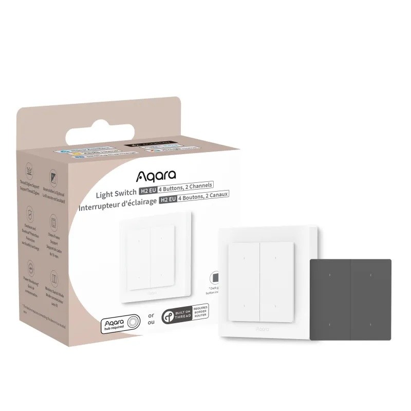 Aqara Light Switch H2 EU przełącznik ścienny 4 przyciski 2 kanały Matter Thread Zigbee