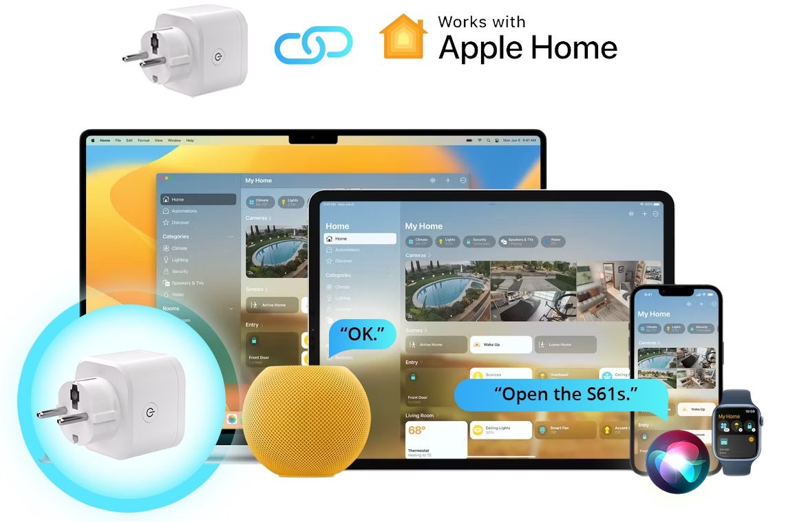 SONOFF S61sTPF inteligentny włącznik WiFi z pomiarami Inteligentne gniazdko WiFi Matter SONOFF S61sTPF z pomiarem energii 16A, zdalnym sterowaniem i obsługą Apple Home