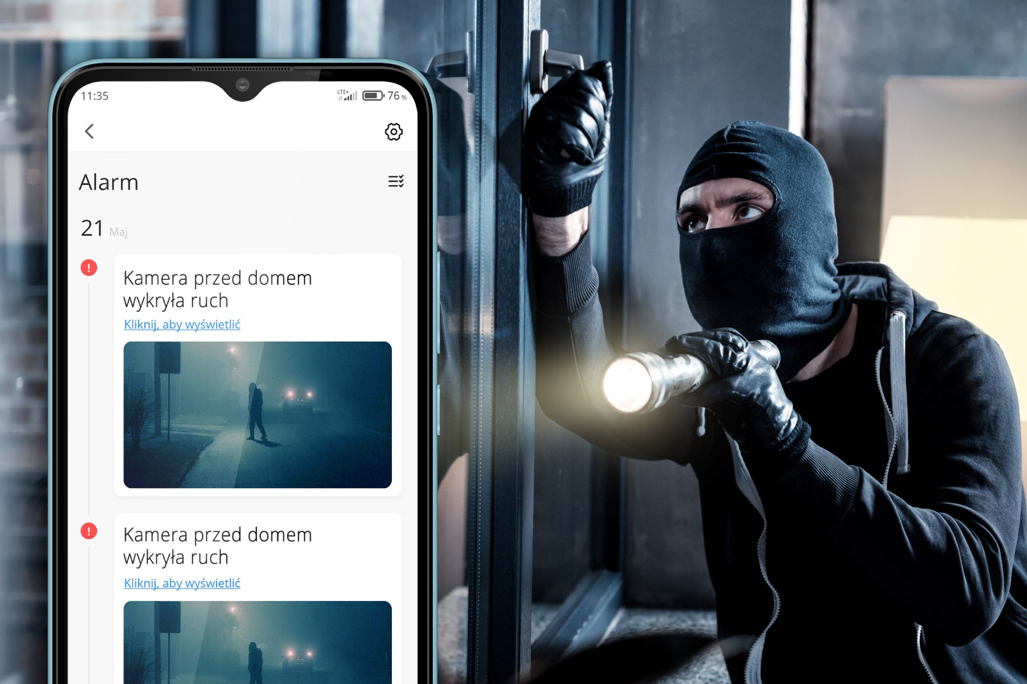 Alarmy z kamery przed domem - Kamera Wi-Fi Kruger&Matz Connect C60 Kamera Wi-Fi Kruger&Matz Connect C60 Tuya - alarmy z detekcją ruchu i trybem nocnym
