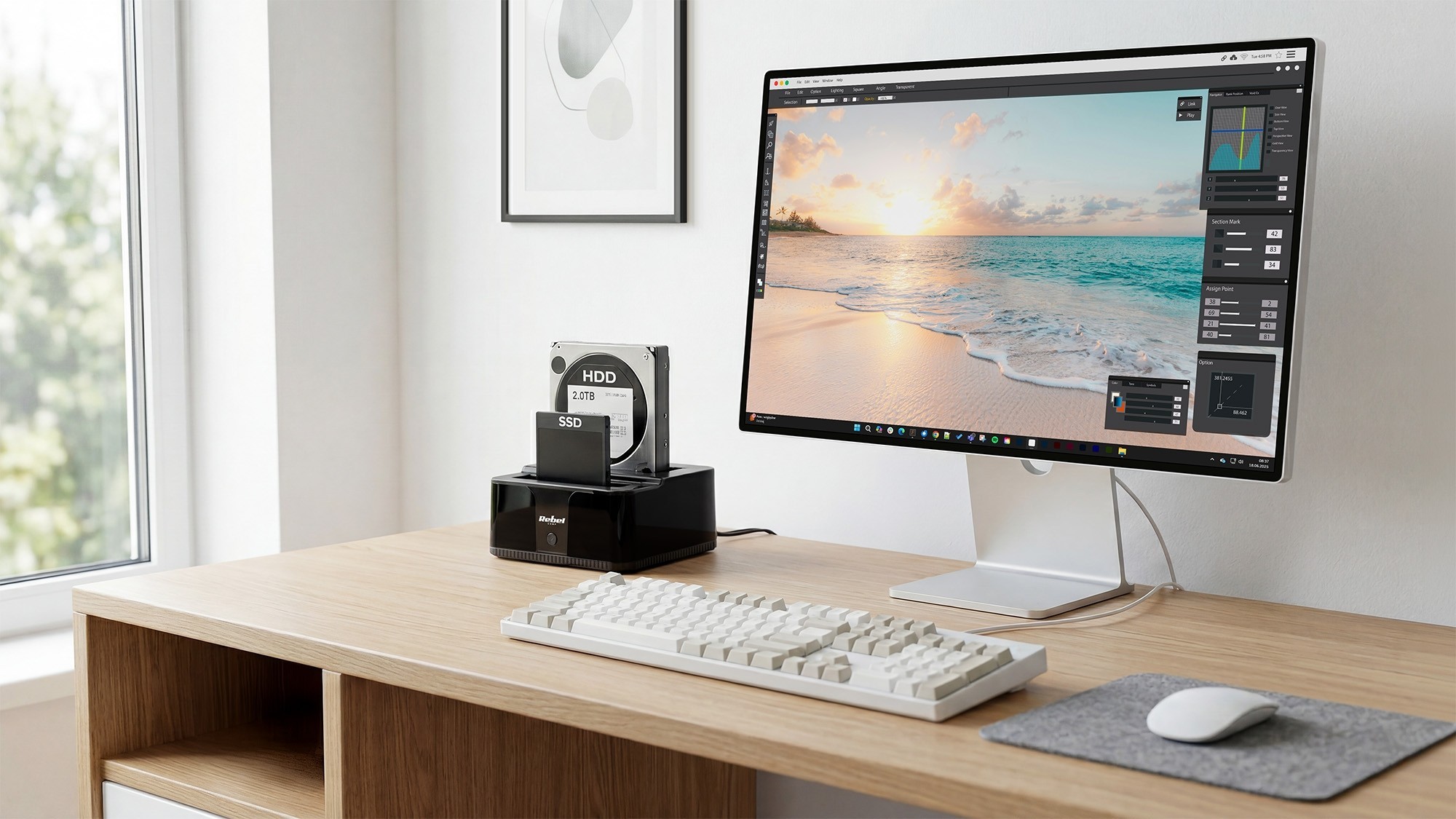 Stacja dokująca dysków HDD/SSD USB 3.0 z funkcją klonowania i HUB-a, dwuportowy adapter do podłączenia dysków twardego i SSD