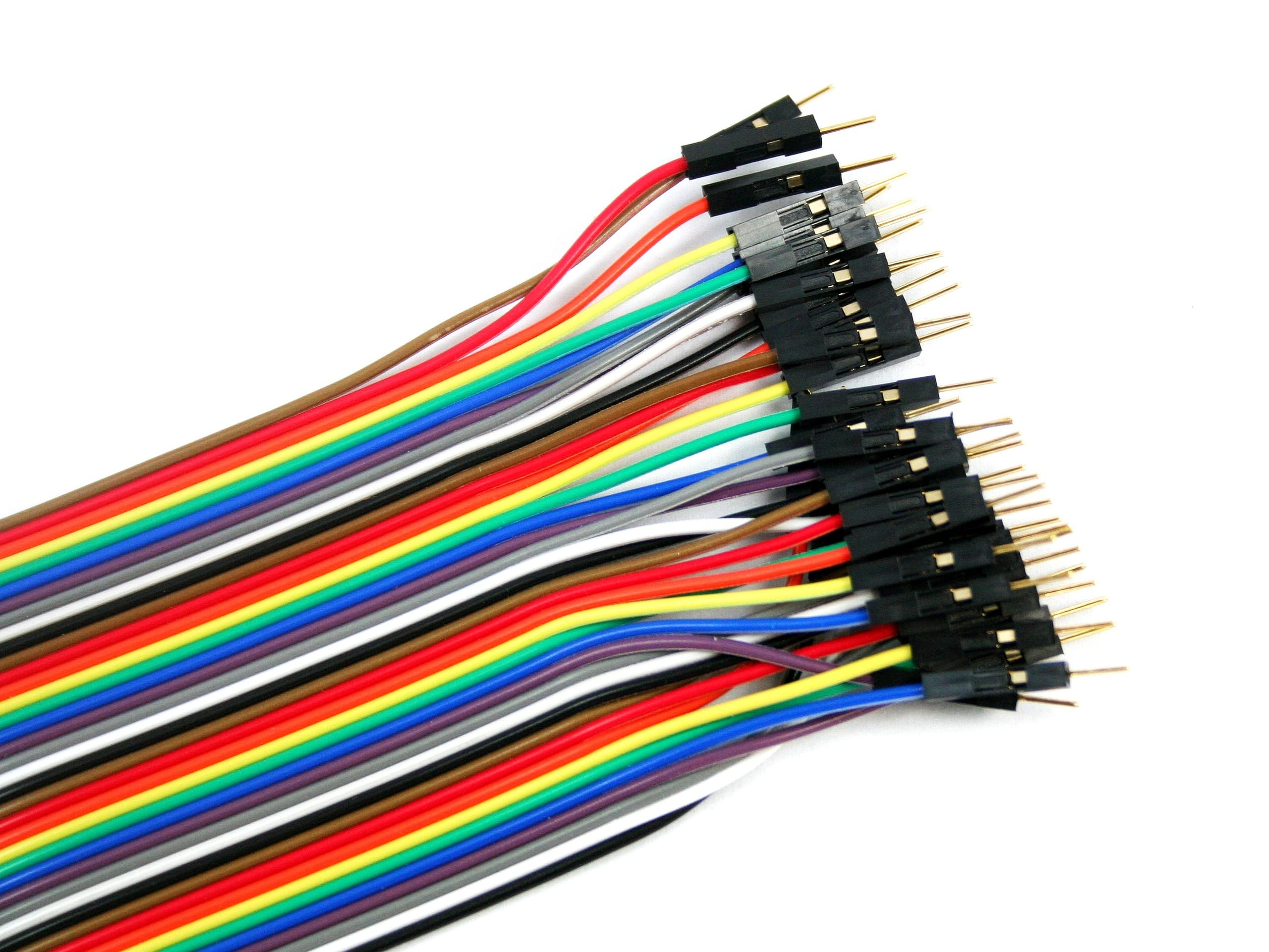 Przewody do płytki styk M/M 40szt 20cm Zestaw kolorowych przewodów elektrycznych M/M 40szt, 20cm do płytek styk