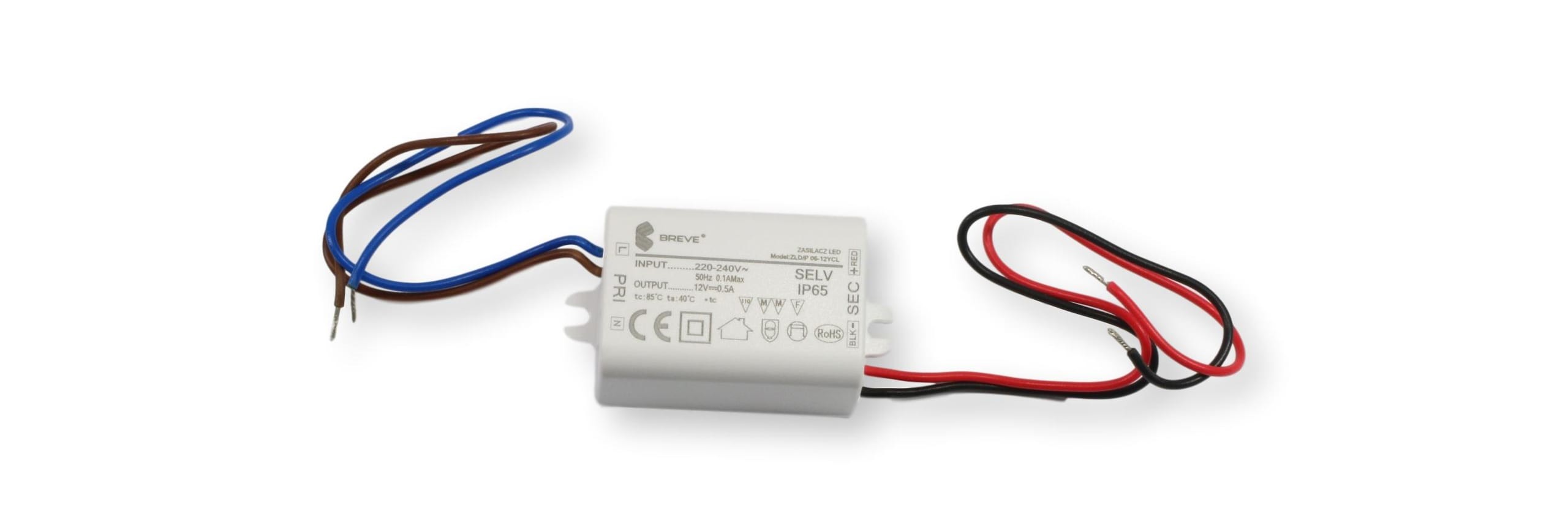 Zasilacz BREVE ZLDP 06-12YCL, 0,5A, IP65, 12V DC