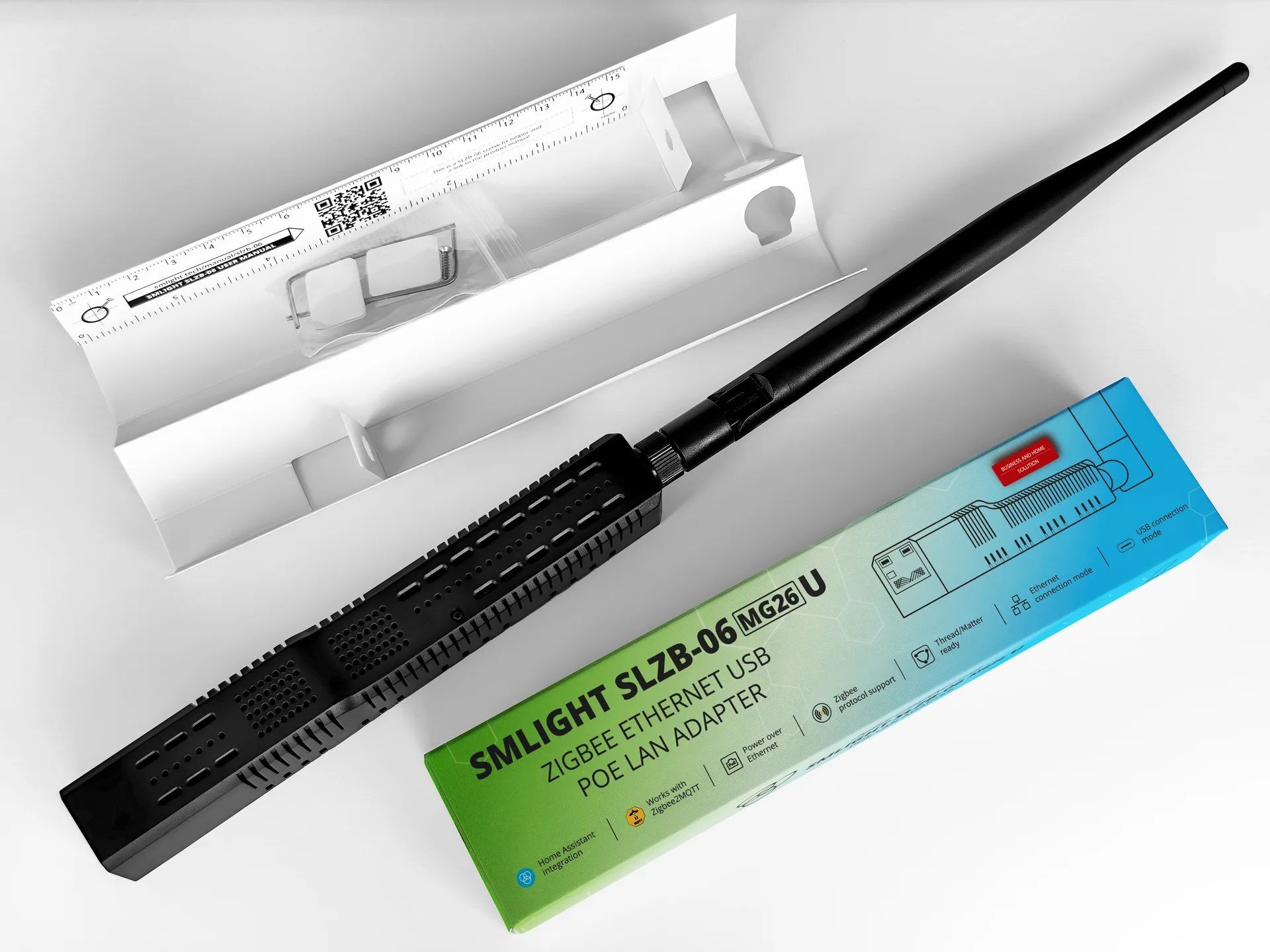 SMLIGHT SLZB-06Mg26U czarny adapter Ethernet USB SMLIGHT SLZB-06Mg26U - Koordynator sieci Zigbee i Thread z obsługą Ethernetu, USB, Wi-Fi i PoE