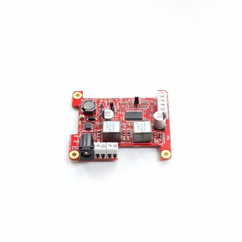 Wzmacniacz stereo JustBoom AMP 2x55W Class-D - widok PCB z komponentami elektronicznymi