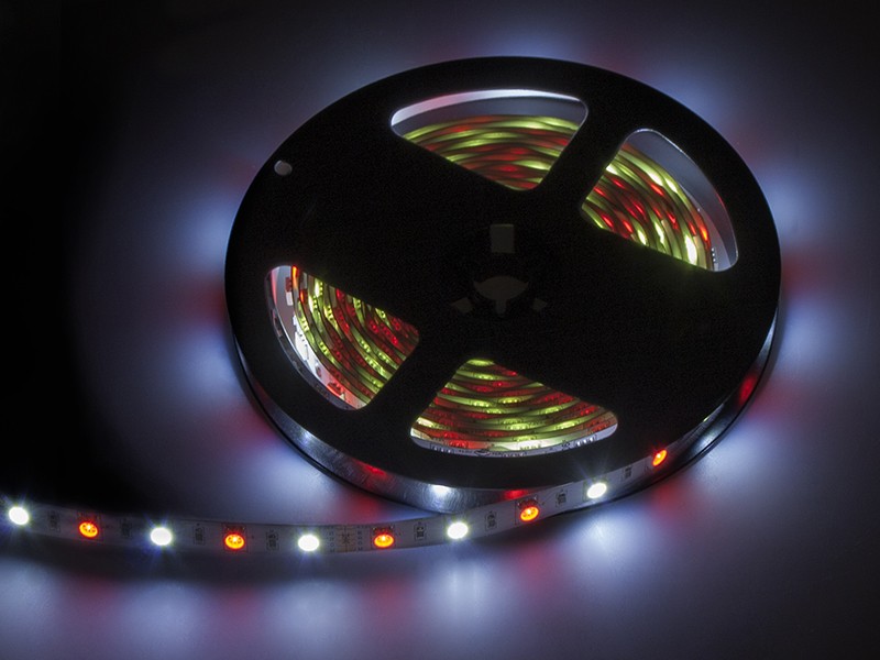 Taśma LED RGBW+biała zimna 5050, 5m/300, zwinięta na czarnym wózku