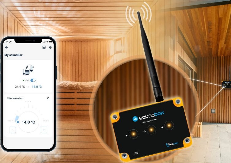 saunaBox Pro sterowanie temperaturą BleBox saunaBox Pro - inteligentny kontroler sauny z aplikacją na telefon