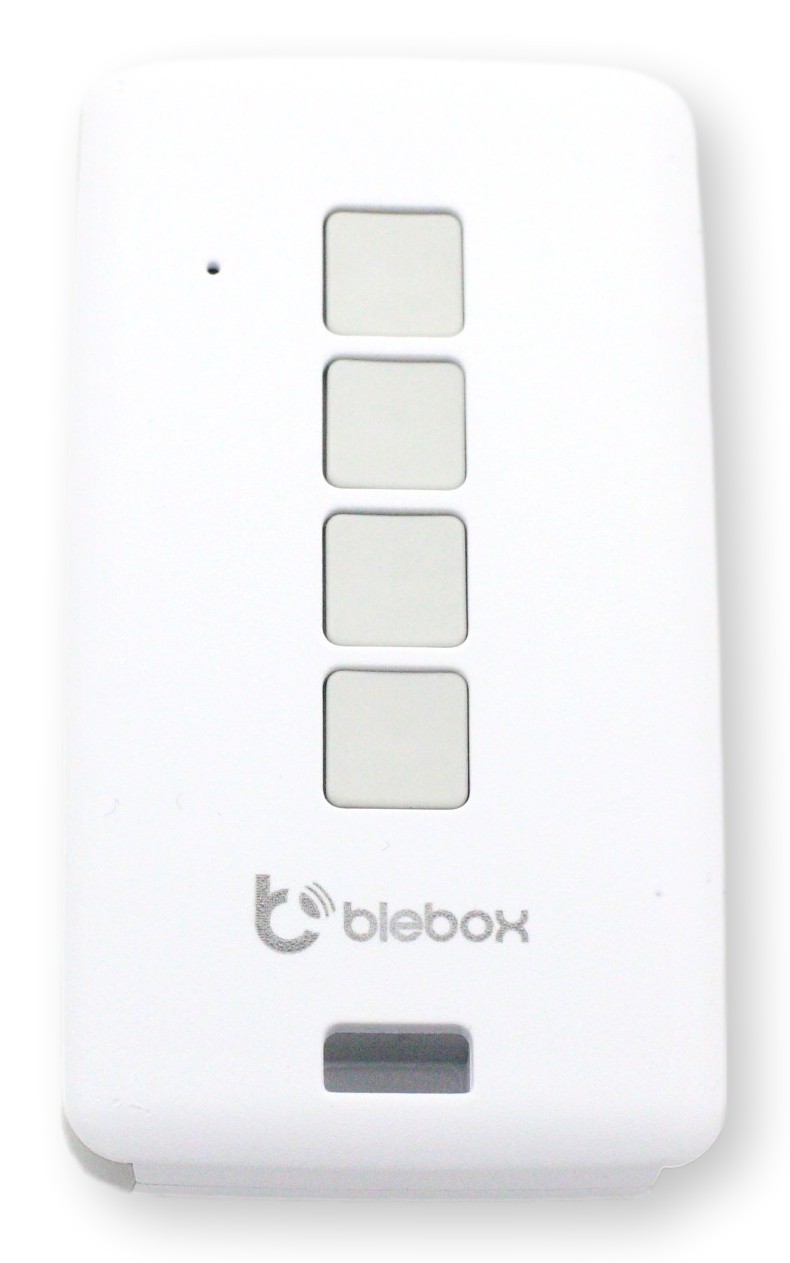 BleBox uRemote Basic White BleBox uRemote Basic White - biały przycisk sterowania z czterema przyciskami i logo producenta