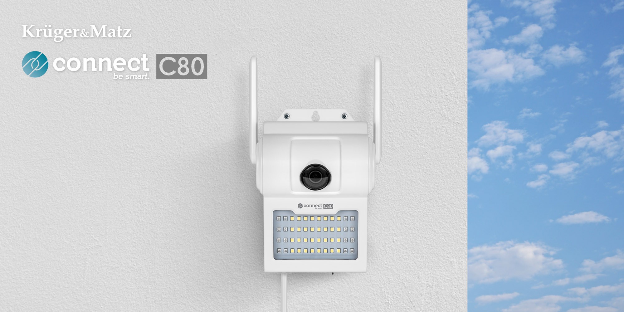 Krüger&Matz Connect C80 kamera zewnętrzna Kamera Wi-Fi zewnętrzna Kruger&Matz Connect C80 Tuya - przycisk bezpieczeństwa, kamera i LED