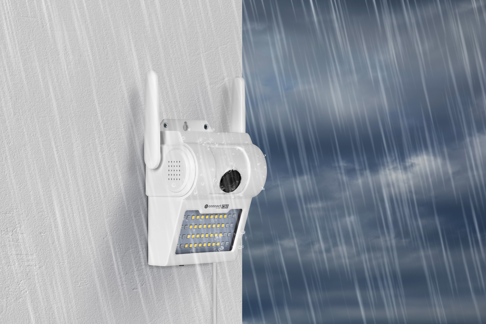 Connect C80 Kamera Wi-Fi zewnętrzna Kamera Wi-Fi zewnętrzna Connect C80 Tuya - kamera CCTV z antenami, panel LED, odporna na warunki atmosferyczne