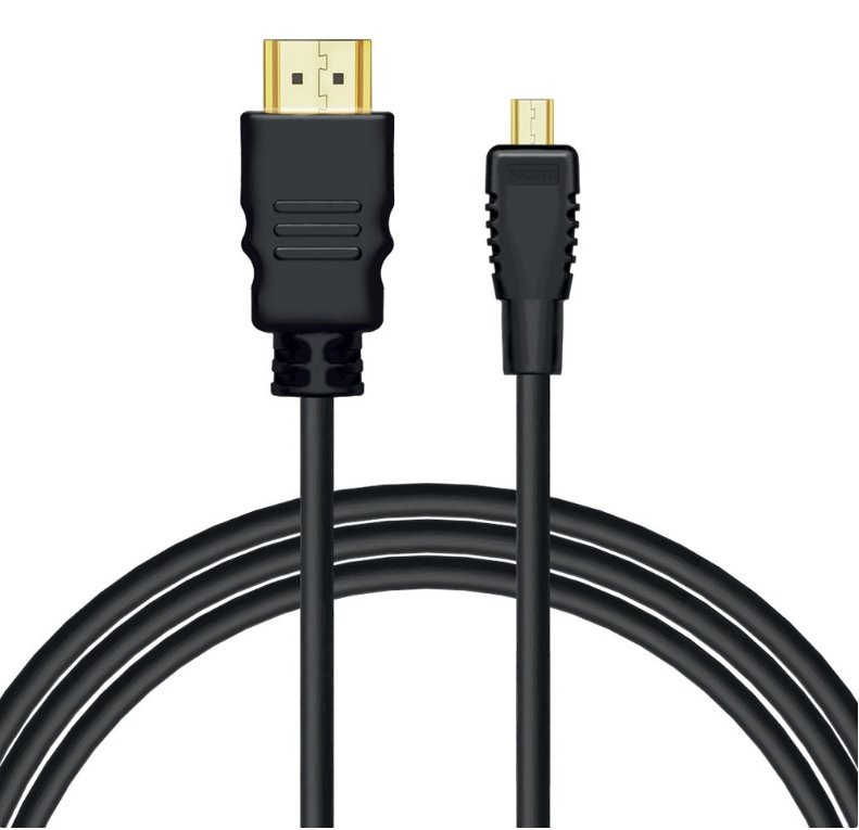 Czarny kabel HDMI 2m Kabel HDMI 2m z Ethernetem - czarny kabel z gniazdami A i micro