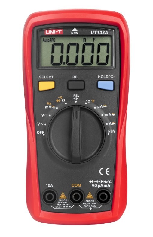 Uni-T UT133A Miernik Napięcia Prądu Oporności Miernik wielofunkcyjny Uni-T UT133A - czerwony cyfrowy miernik z wyświetlaczem LCD