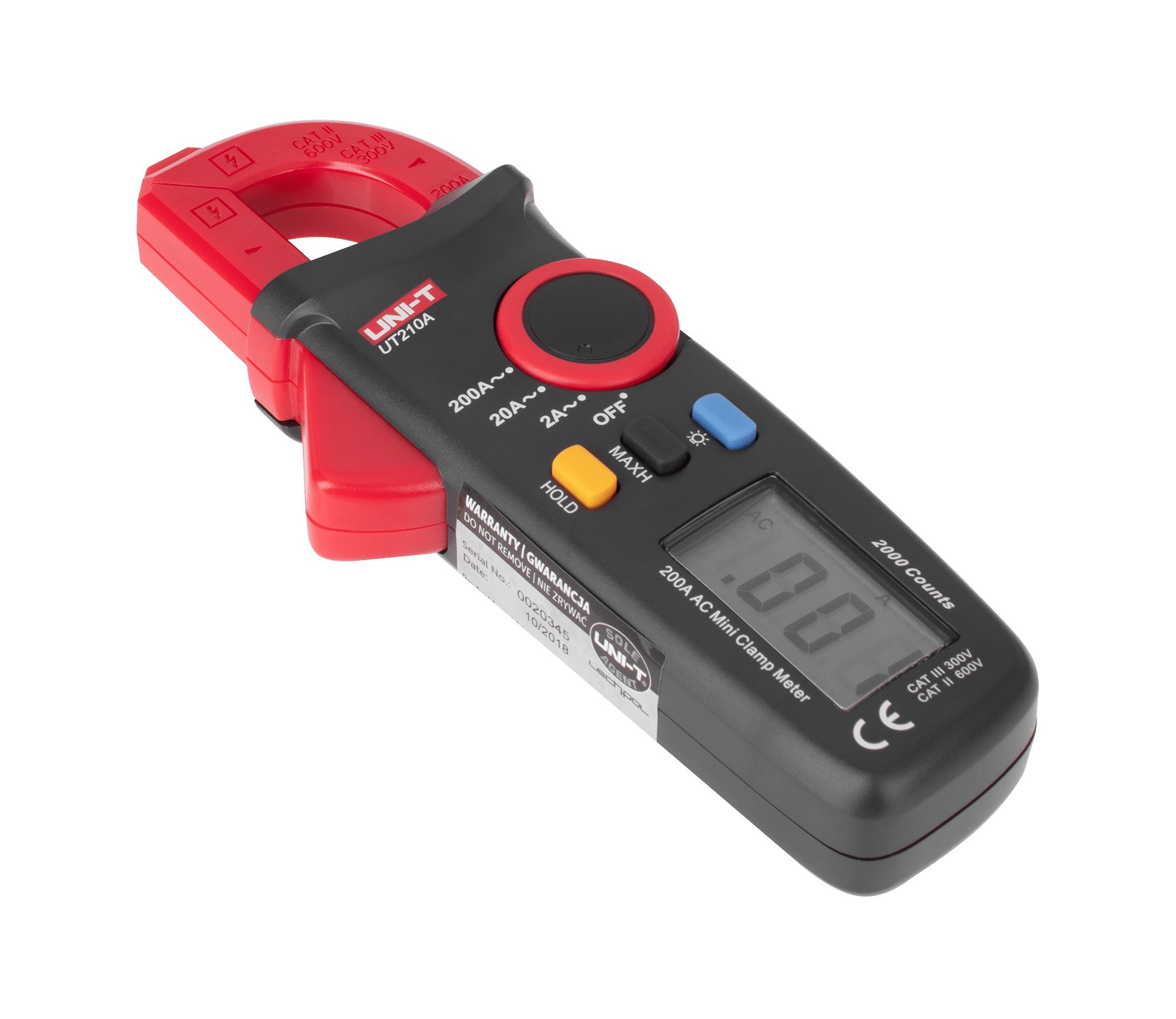 Miernik prądu 200A AC UT210A - czerwono-czarny clamp meter UNI-T