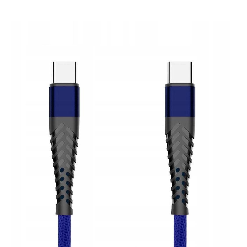 Kabel USB-C 1m niebieski ochroniony szarą obudową