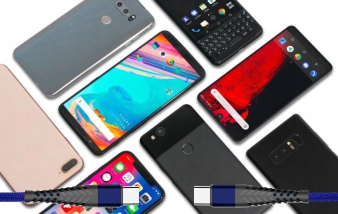 Kabel USB-C 1m niebieski do podłączania urządzeń