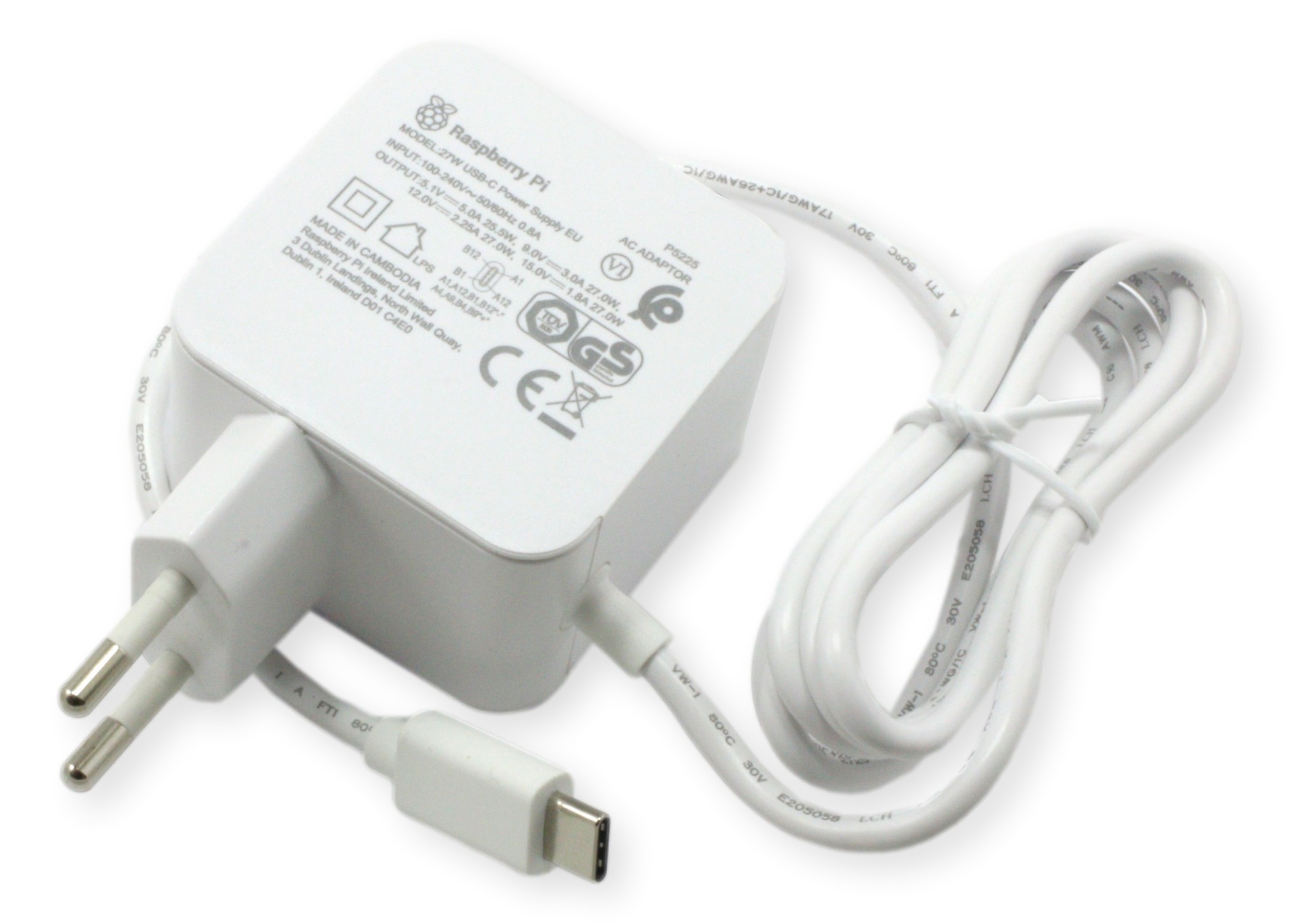 Zasilacz oryginalny Raspberry Pi 5V 5A 27W biały