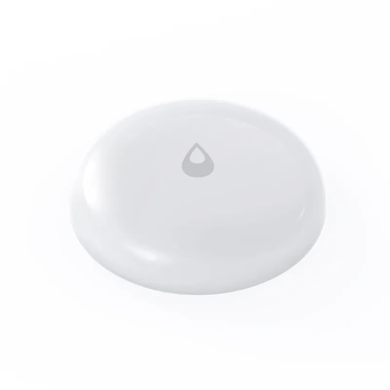 Czujnik zalania wodą Aqara Water Leak Sensor T1 - biały owalny produkt z matowym powierzchnią i symbolem kropli wody