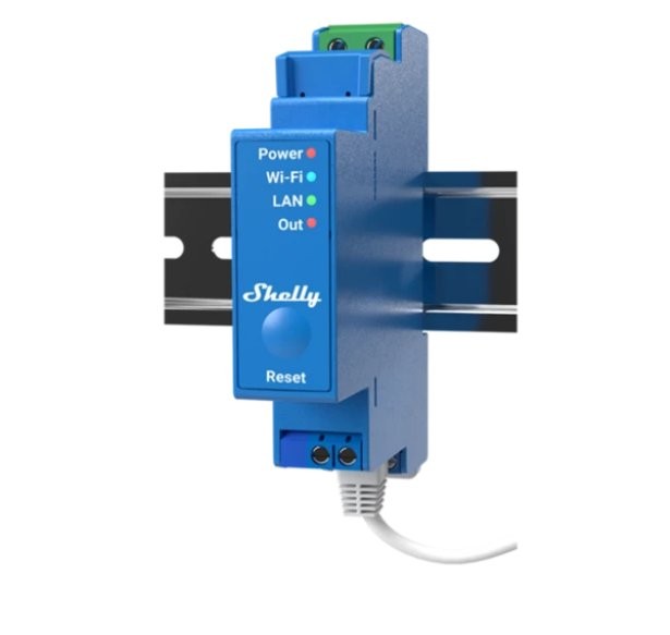 Shelly Pro 1 moduł sterowania Moduł sterujący Shelly Pro 1 z przyciskiem resetu i diodami LED