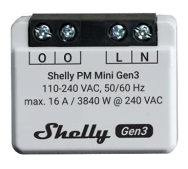 Przełącznik przekaźnikowy Shelly PM Mini Gen3, 110-240 VAC, 16 A