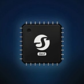 Shelly PM Mini Gen3 - układ scalony z chipem i logo