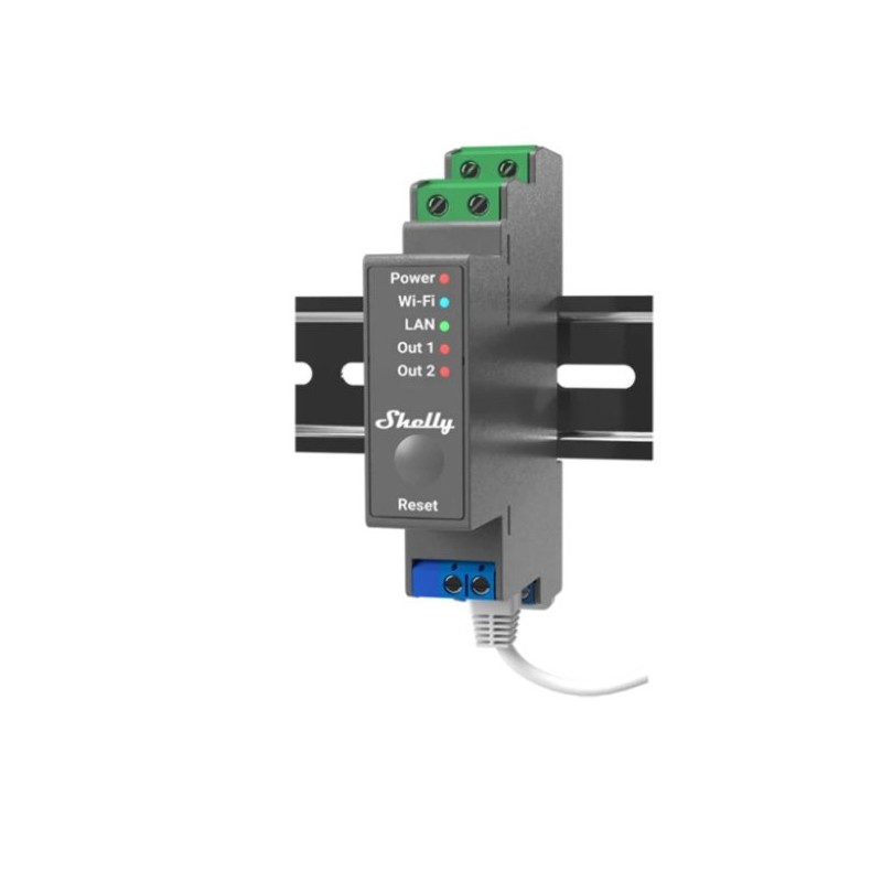 Shelly Pro 2 przekaźnik 2-kanałowy 2 x 16 A WiFi LAN Bluetooth na szynę DIN