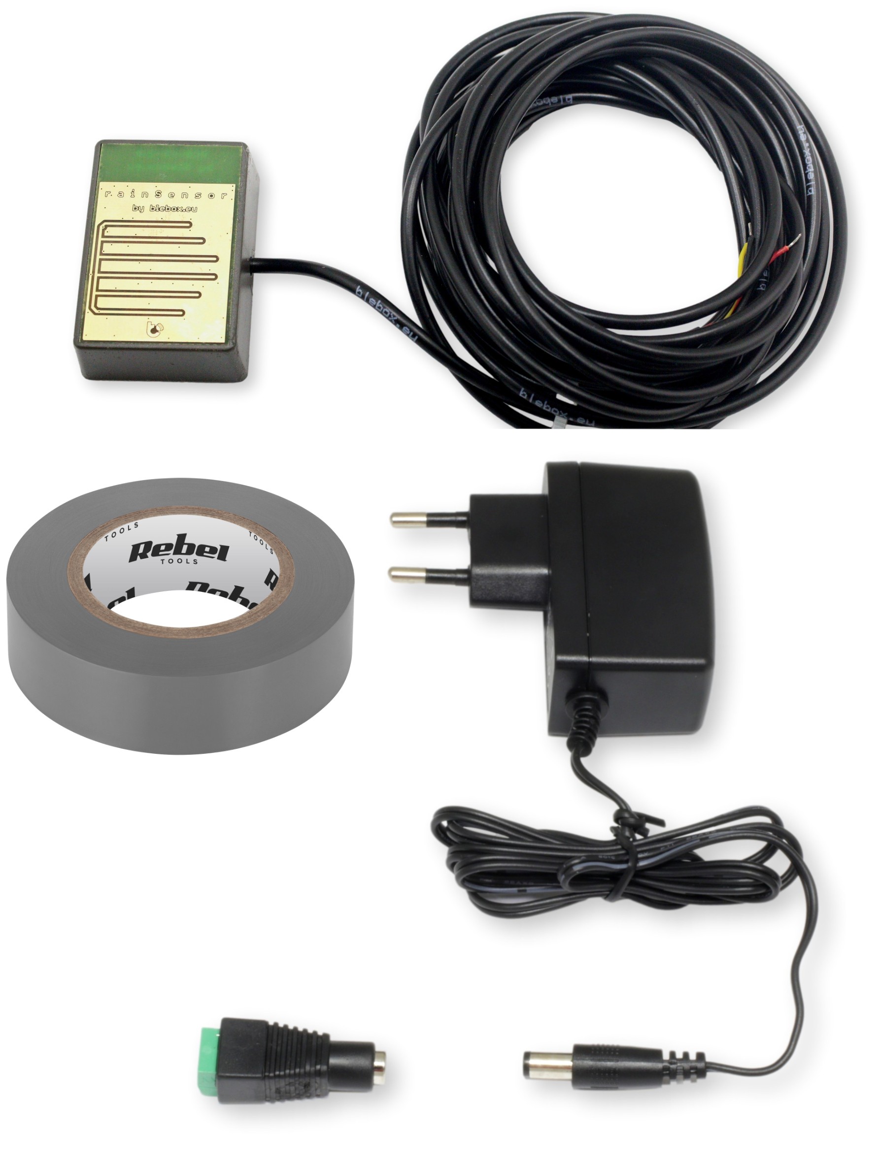 BleBox rainSensor + zasilacz + akcesoria Czujnik deszczu RainSensor od BleBox, zasilacz oraz akcesoria