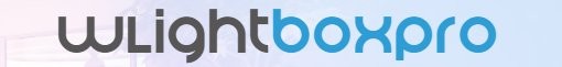 Logo wLightboxpro - stylizowany napis szary i niebieski na jasnym tle