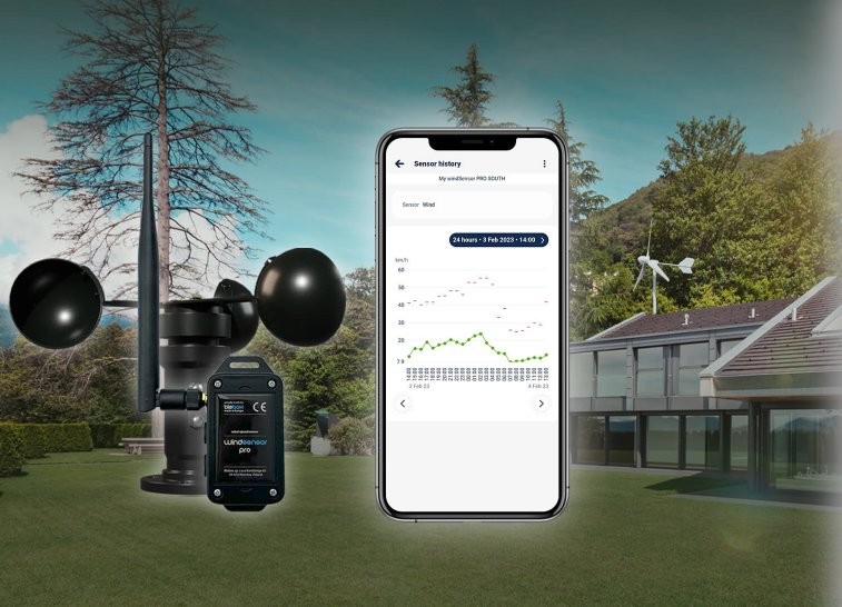 Czujnik wiatru BleBox windSensor PRO z montażem na ogrodzie