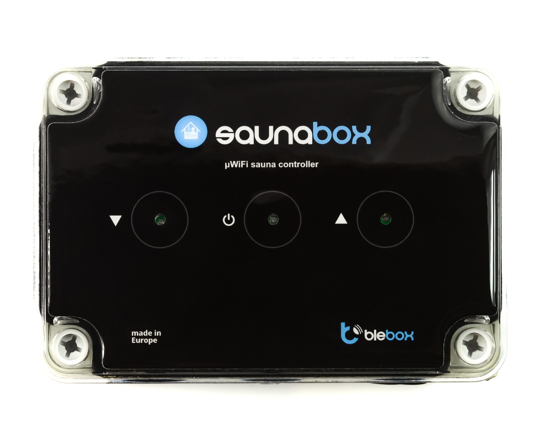 SaunaBox BleBox kontroler sauny BleBox saunaBox - kontroler sauny z WiFi, czarny, prostokątny design