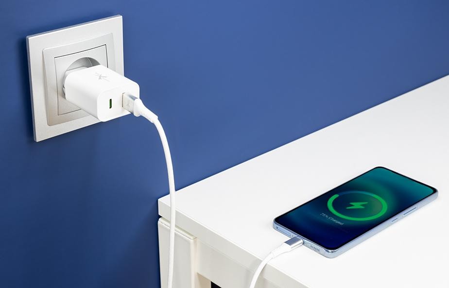Kabel Ampere USB Typ C 1m biały - ładowarka USB-C z szybkim ładowaniem i transferem danych