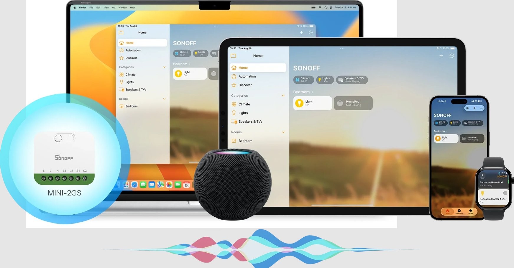 Sonoff MINI-2GS inteligentny przełącznik HomeKit SONOFF MINI-2GS Dwukanałowy mini przełącznik Matter - zdalne sterowanie urządzeniami domowymi