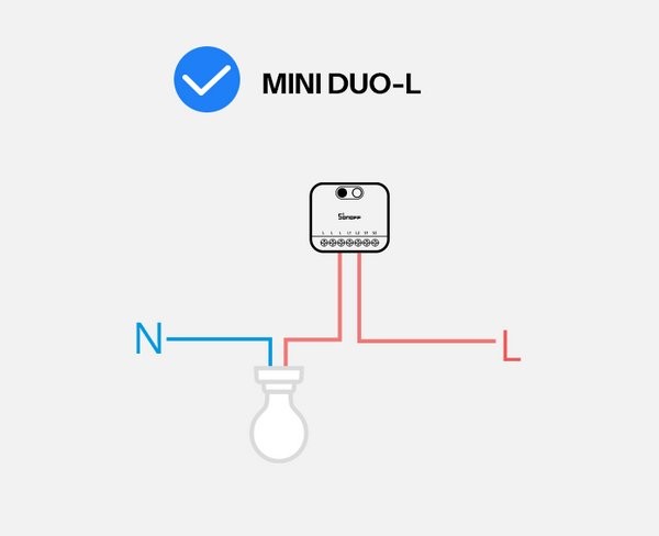 SONOFF MINI-ZB2GS-L MINI DUO-L schemat elektryczny SONOFF MINI-ZB2GS-L MINI DUO-L 2-Gang Zigbee Smart Switch - schemat elektryczny, sterowanie dwoma źródłami światła