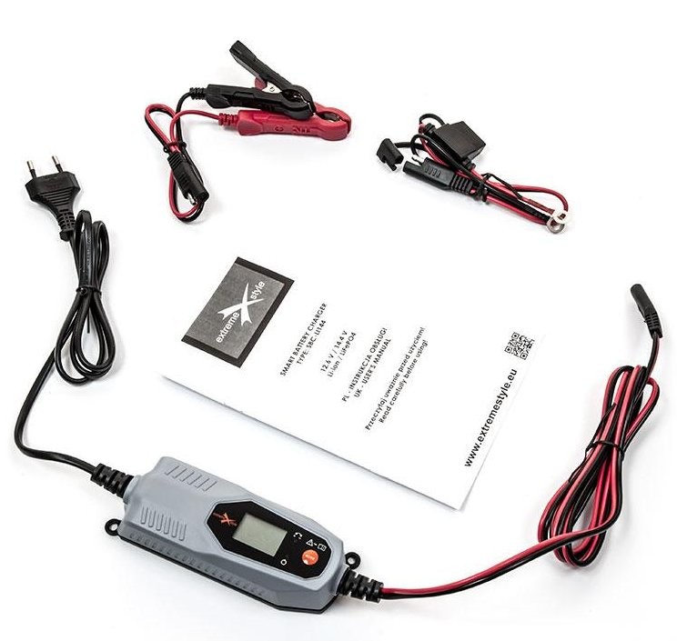 Ładowarka SBC-LI144 od Extreme X-style Ładowarka do akumulatorów Extreme X-style z wyświetlaczem LCD i przyciskami sterującymi