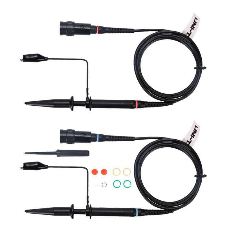 Uni-T UTD2052CL+ zestaw do pomiarów elektrycznych Zestaw przewodów do oscyloskopu Uni-T UTD2052CL+ z ostrą igłą, płaską końcówką oraz nakrętką