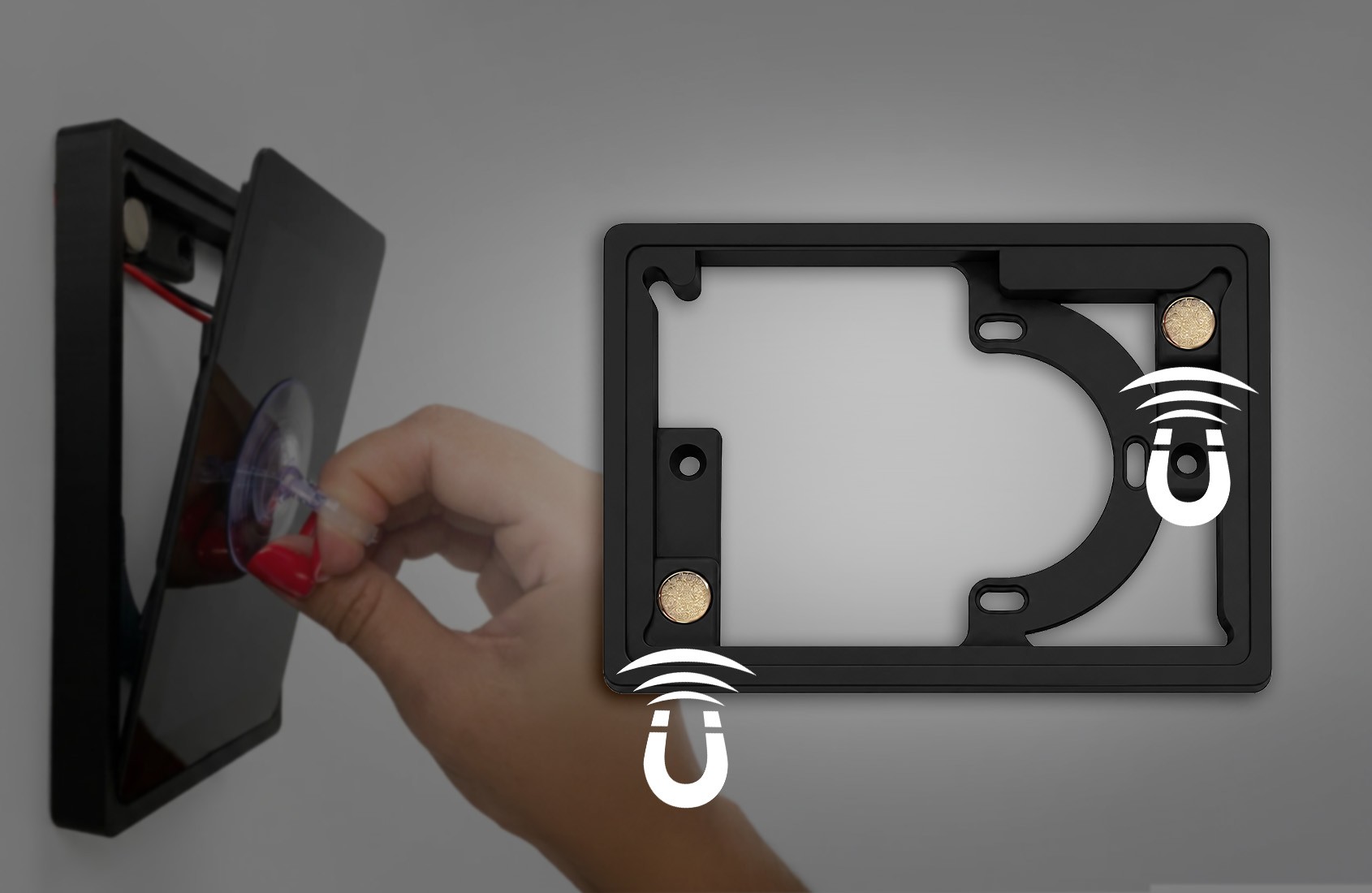 Blebox framepanelM - uchwyt na ścianę Blebox framepanelM - czarny; ramka ścienna do ekranu controlPanelM z magnesami neodymowymi