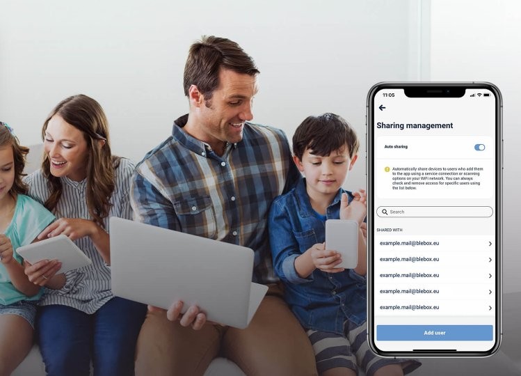 BleBox openSensor - antracytowy czujnik otwarcia okna drzwi bramy WiFi oraz automatyczne udostępnianie urządzeń za pomocą aplikacji