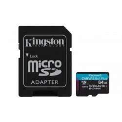 Karta pamięci Kingston Canvas Go! Plus microSDXC 64GB UHS-I U3 V30 A2 z adapterem SD