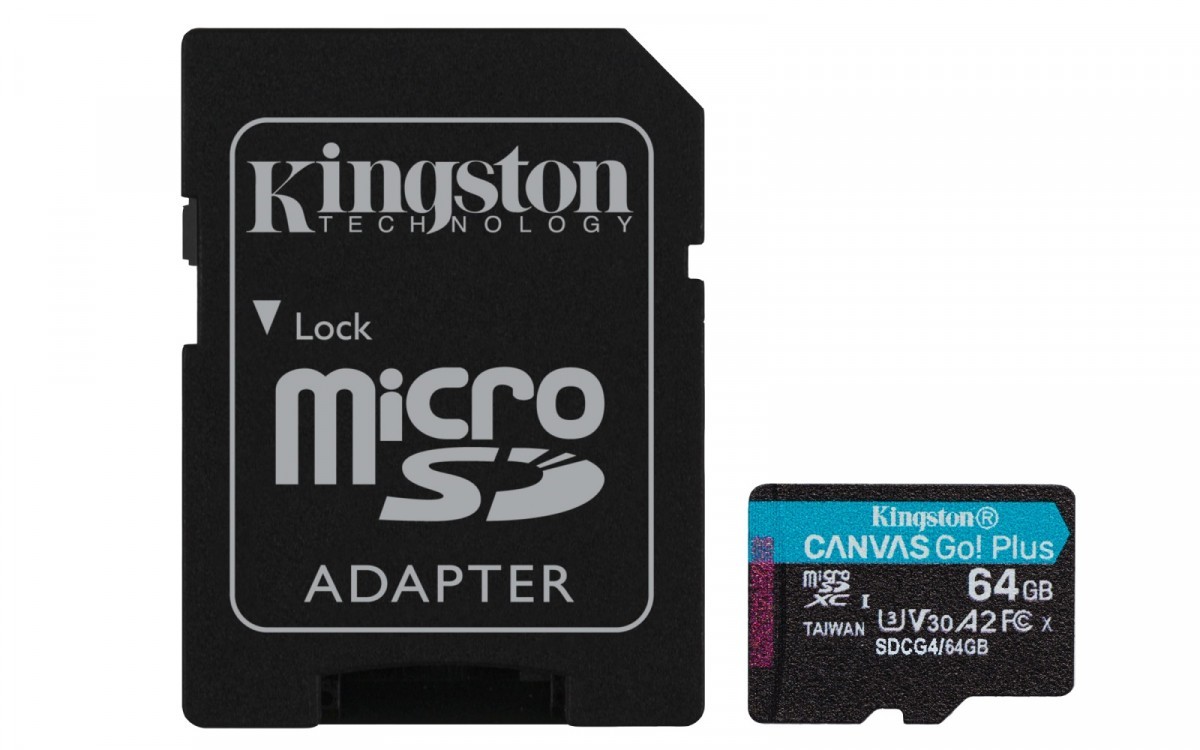 Karta microSDXC Kingston Canvas Go! Plus 64GB z adapterem, szybka pamięć U3 V30 A2