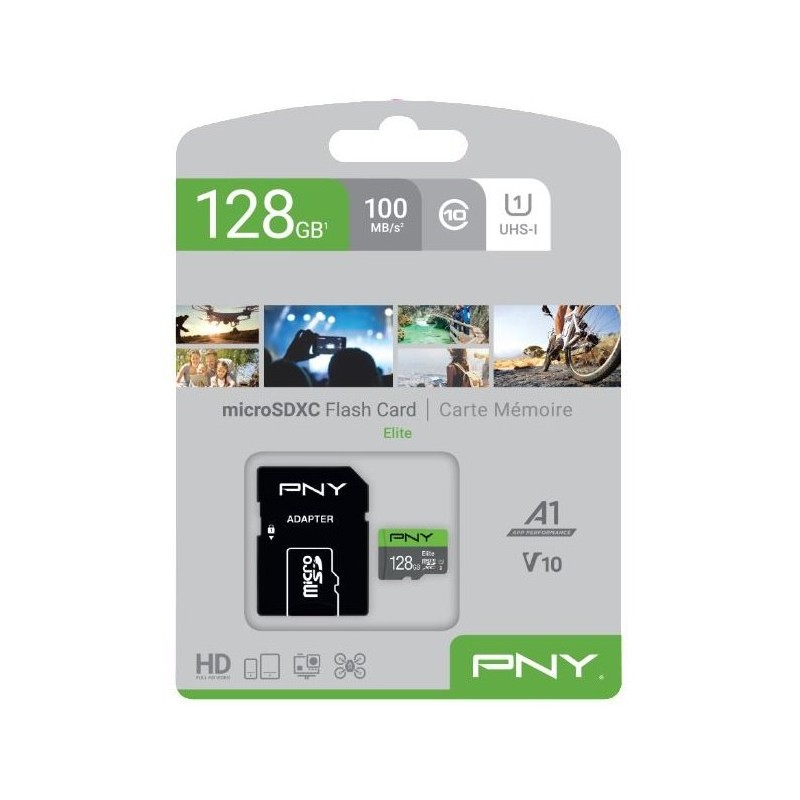 Karta pamięci PNY Elite microSDXC 128GB Class 10 UHS-I U1 A1 V10 z adapterem SD
