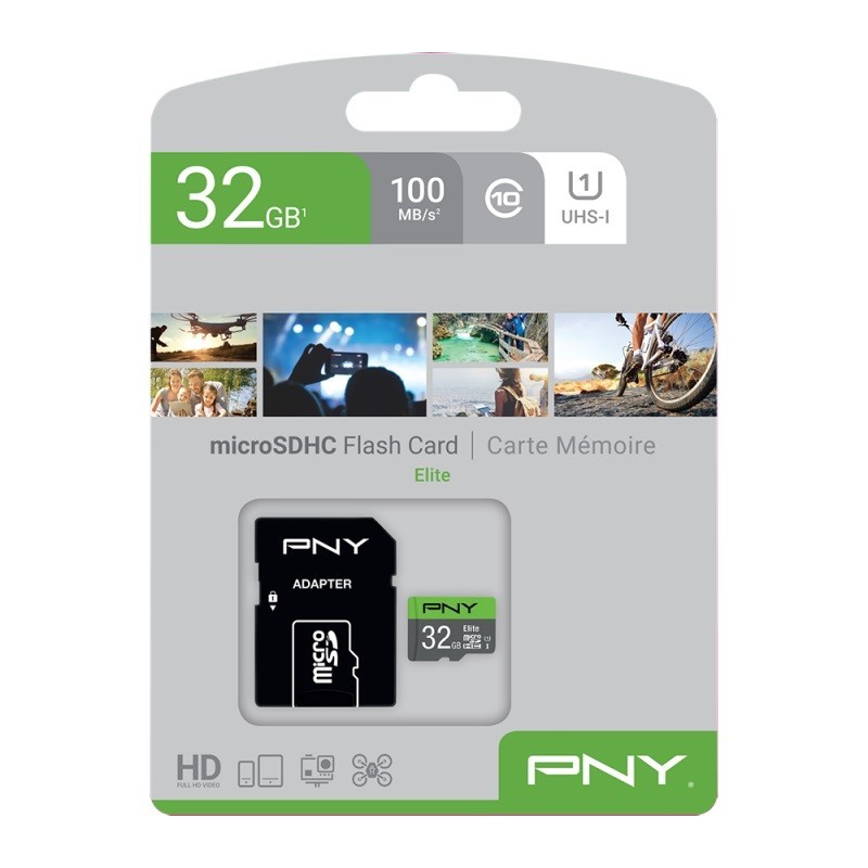 Karta pamięci PNY Elite microSDHC 32GB Class 10 UHS-I U1 z adapterem SD do Raspberry Pi
