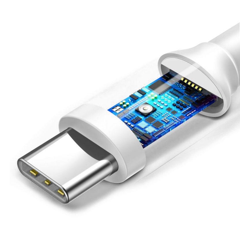 Kabel USB Typ C 1,5m biały - widok wewnętrznej płytki PCB